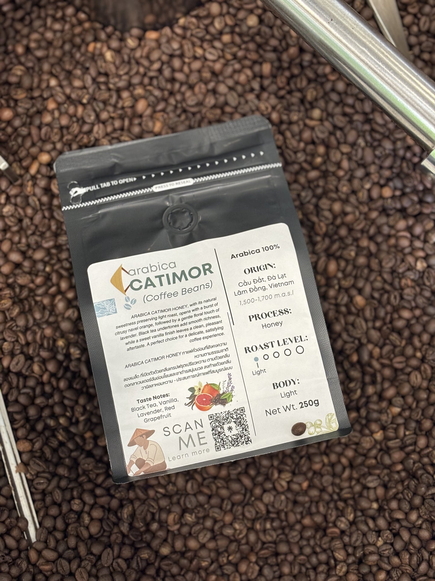 Authentique Speciality Arabica Catimor (Light Roast) (Vietnam Origin) Coffee Beans 250g