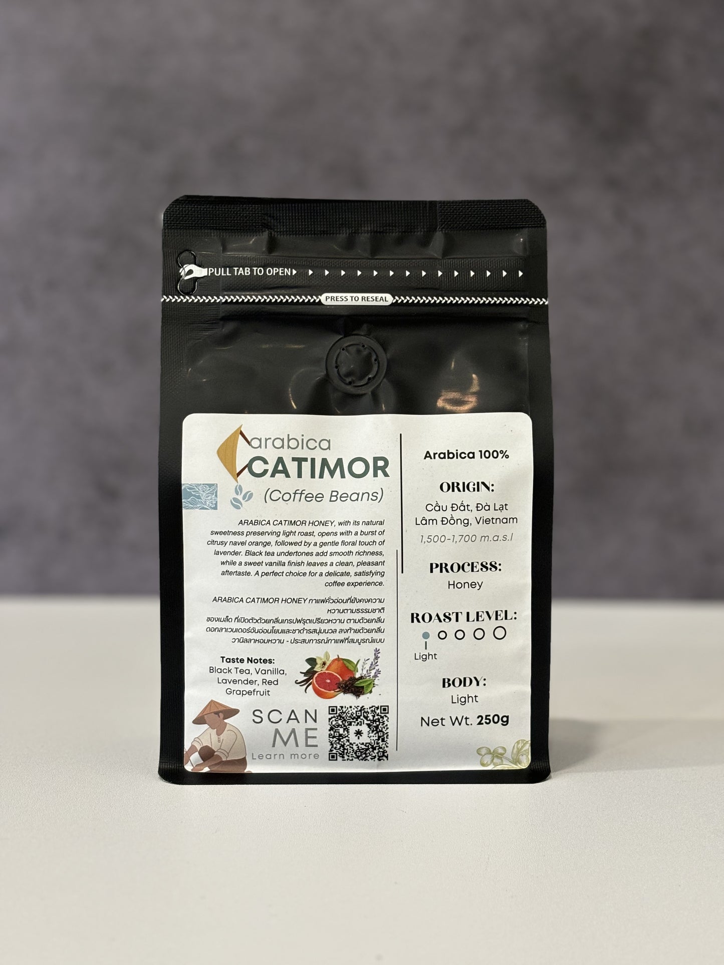 Authentique Speciality Arabica Catimor (Light Roast) (Vietnam Origin) Coffee Beans 250g