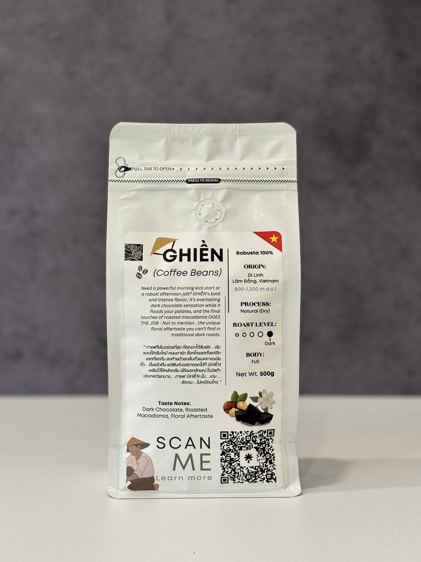 Authentique GHIỀN-Dark Roast (100% Robusta) 500g